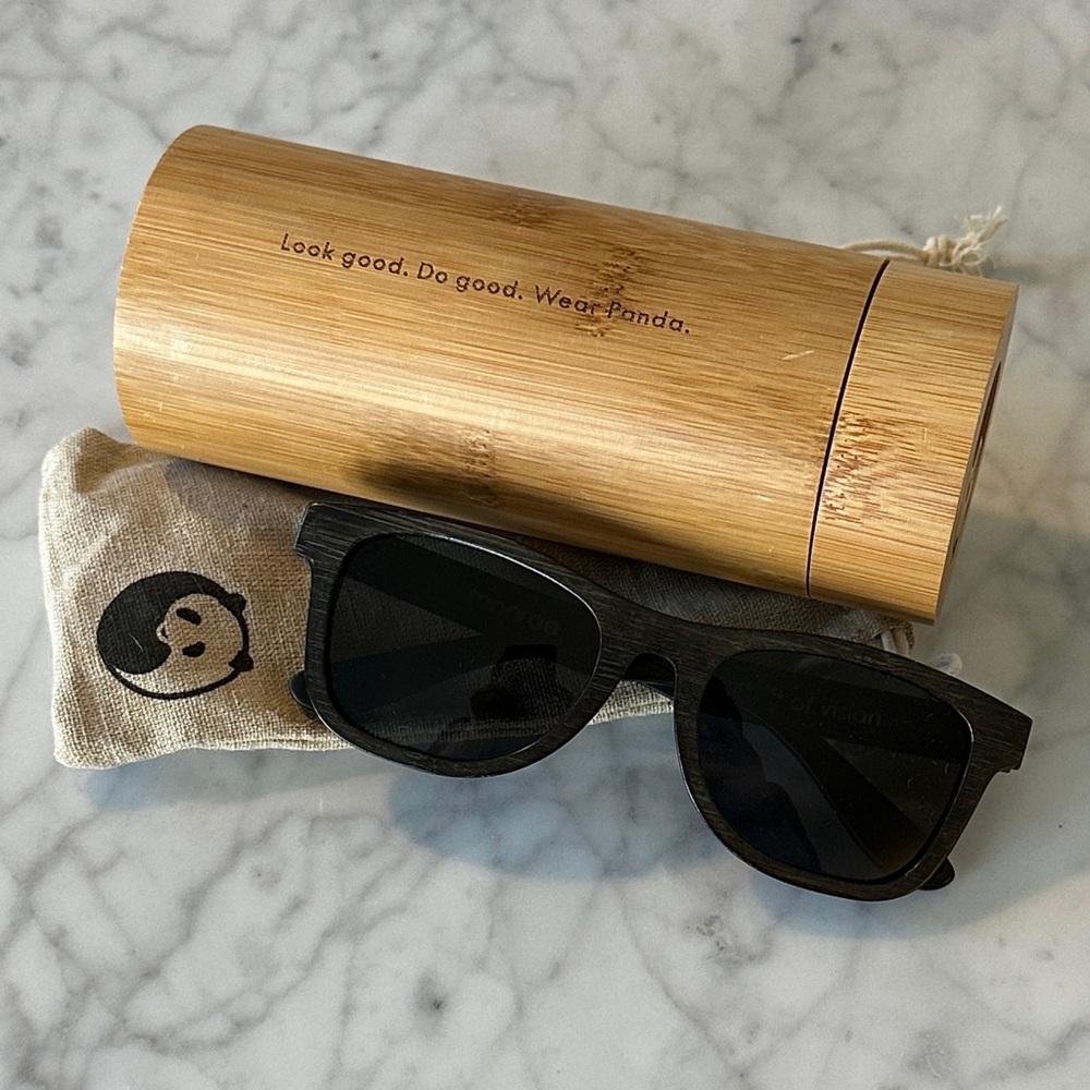 NWOT WearPanda.com Monroe Black Bamboo Sunglasses